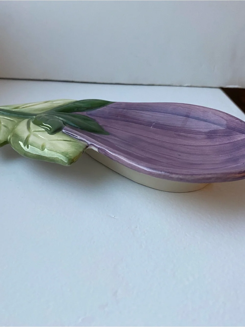 Eggplant Ceramic Spoon Rest La Ceramica Italy Purple Holder Kitchen EUC Italian